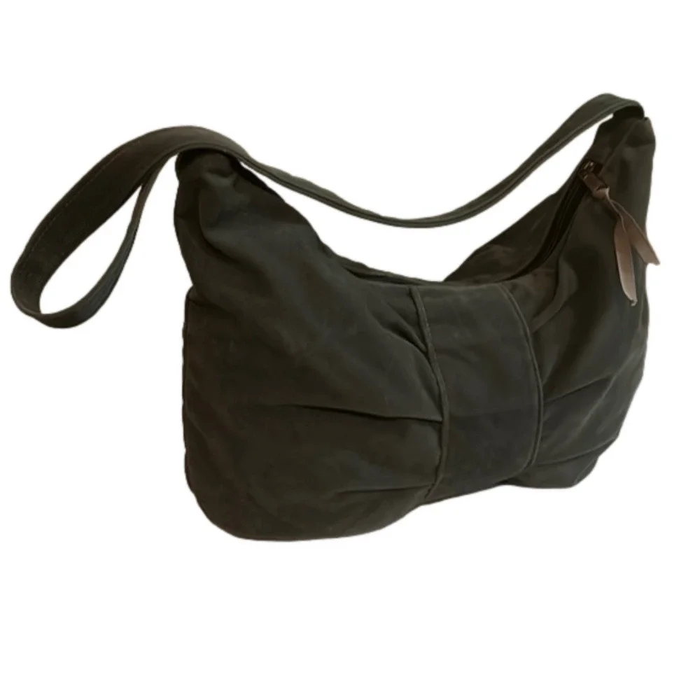 Vintage Banner House Purse velvet Double Handles gray Handbag